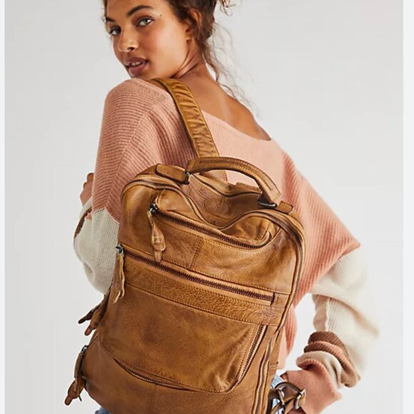 Free People East End Leather Backpack in True Black - FACTORY SEALED - Picture 8 of 15